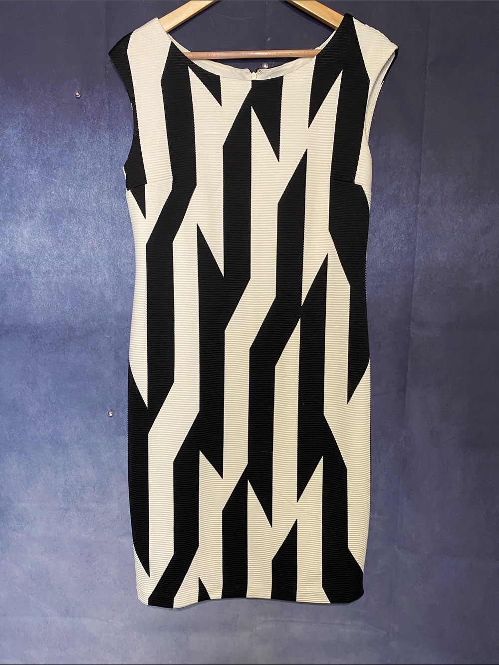 Cato Black and White Geometric Sheath Dress